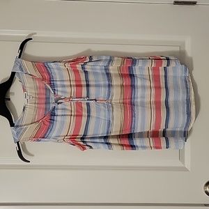 2-Women's Sonoma striped tank tops, 1X, 1-pink/blue, 1-blue/blue. W/tie front.